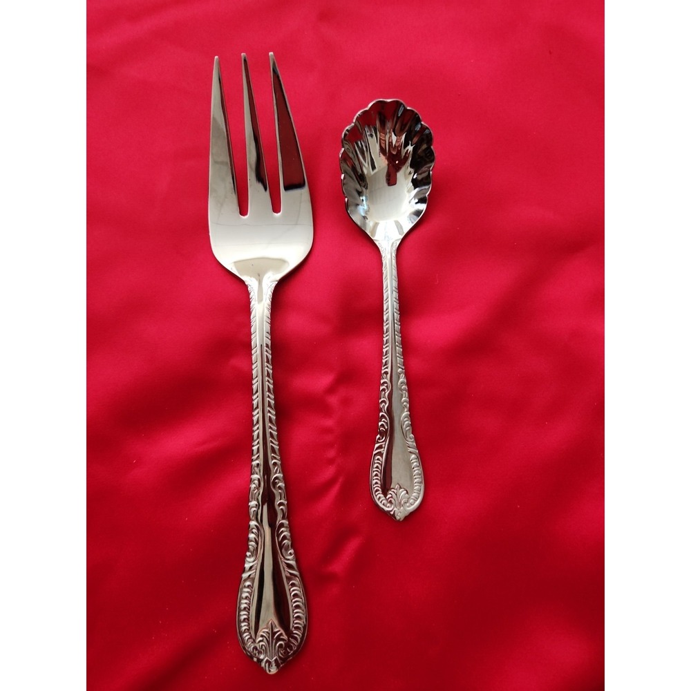Reed & Barton Louis Philippe 18/10 Stainless Steel Serving Fork & Sugar Spoon